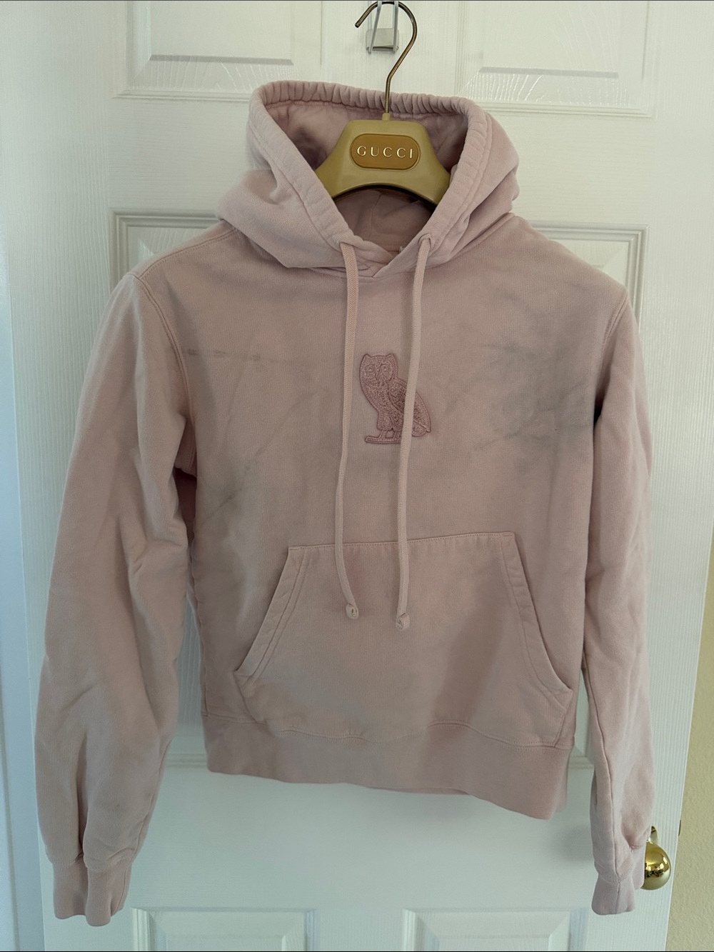 OVO Light Pink Owl Embroidered Hoodie